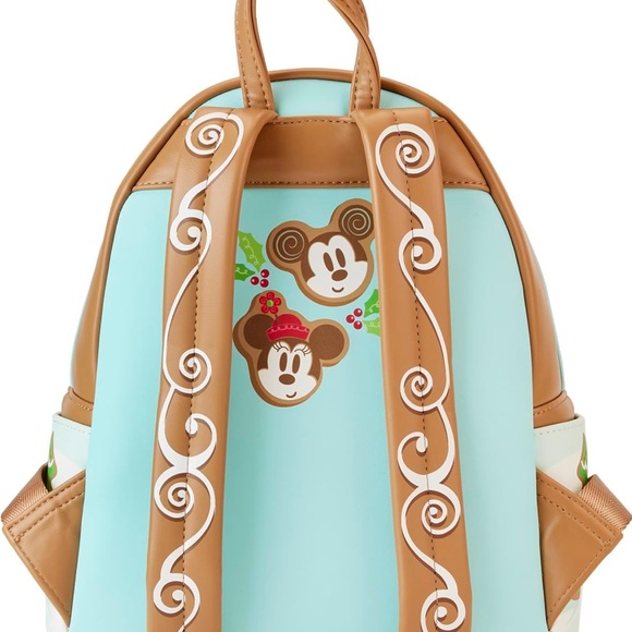 Loungefly Blue Tan Gingerbread Mickey & Minnie Mini Backpack